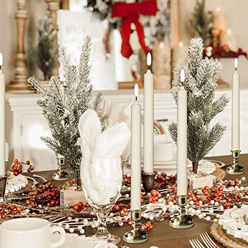 Wondise 10" Flameless Window Candles with Timer & Remote, Ivory Gold Holder—6 Pack