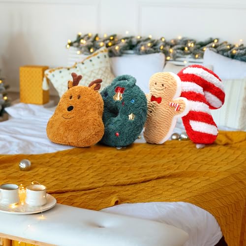 Shellwei 4-Piece Christmas Throw Pillow Set 15.75 Inch Plush Holiday Decor - Mixed Styles