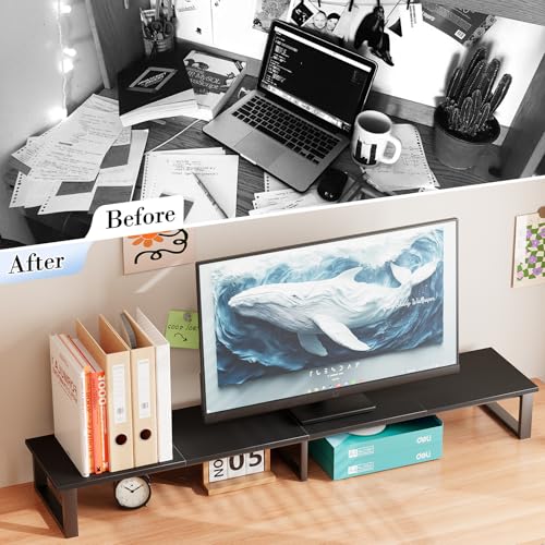 59 Inch TV Riser Stand with Steel Legs - Black, Fits 32-75 Inch TVs