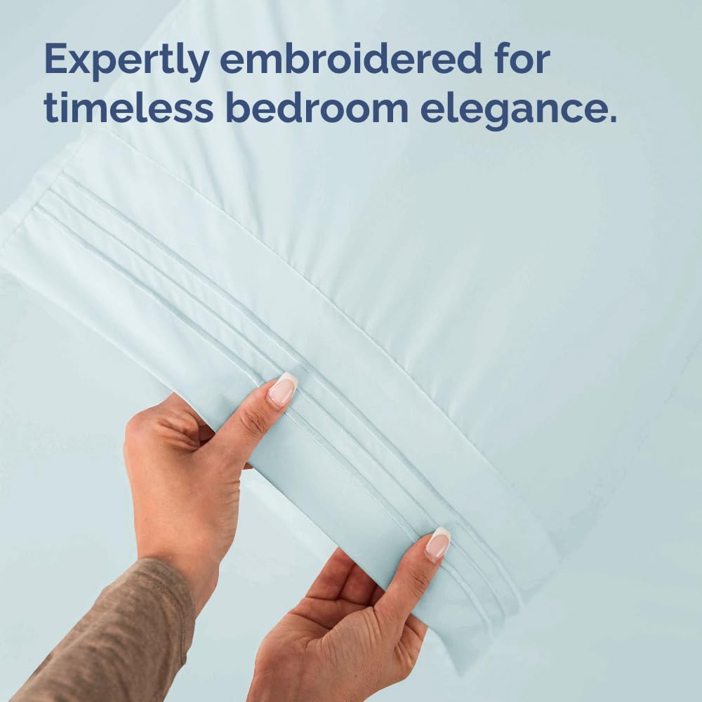 King Standard Pillow Cases by [Brand Name] - Soft Hotel Quality Covers | Comfy & Machine Washable - 4 Piece Set in Ice Blue