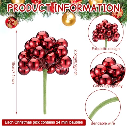 Soulchen Burgundy Christmas Berry Tree Picks Set of 6 - Holiday Ornaments