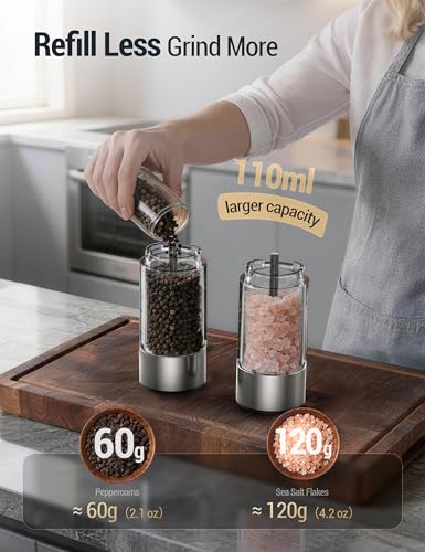 ThermoMaven Electric Salt and Pepper Grinder Set with 110ML Large