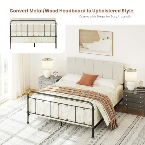 Queen Size Headboard, No Assembly Required - Beige, Curved Support