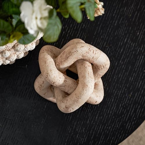 DN DECONATION Beige Travertine Knot Decor - Set of 1 Modern Home Accent