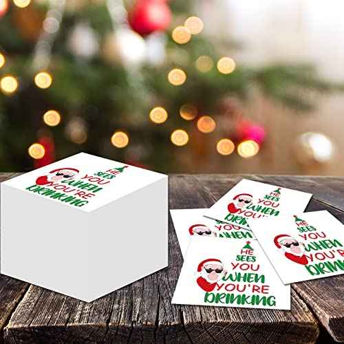 100pcs Funny Christmas Napkins Supplies Disposable Paper Drinks Napkins Decorations for Xmas Holiday Birthday Party Dinner Table Decor