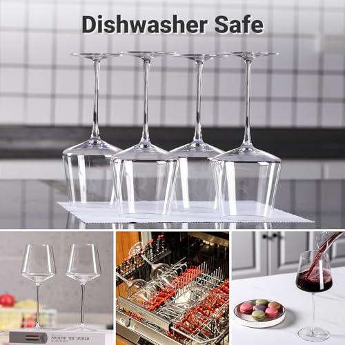6 Pack Lead-Free Crystal Wine Glasses Set - 6-18oz Hand Blown Stemware