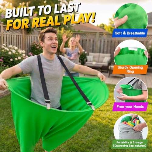 Giant Pants Yard Game Set for Adults and Kids - 2 Large + 2 Small Pants with Balls & Pump