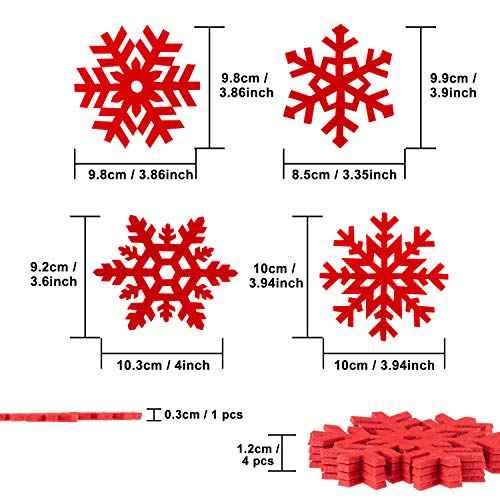 Whaline 16 Pack Snowflake Coasters, Red Christmas Cup Mats Wine Tea Coffee Mats Gift Box Decor for Christmas Party Winter Holiday Decoration (4 Styles)