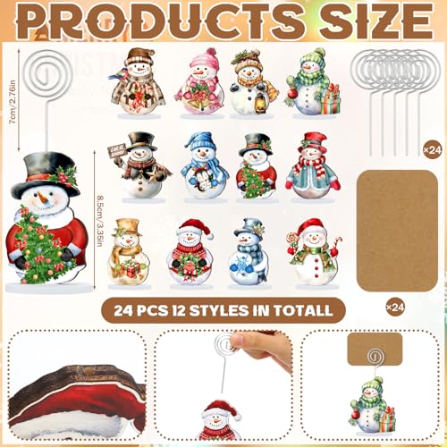 Yookeer Snowman Christmas Table Card Holders - 24 Sets Holiday Decor