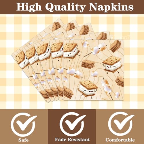 Deorfuy Smores Camping Party Supplies - Disposable Plates Napkins & Forks for 24 Guests