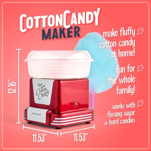 Retro Cotton Candy Machine for Kids with Reusable Cones - Red, Classic Variation