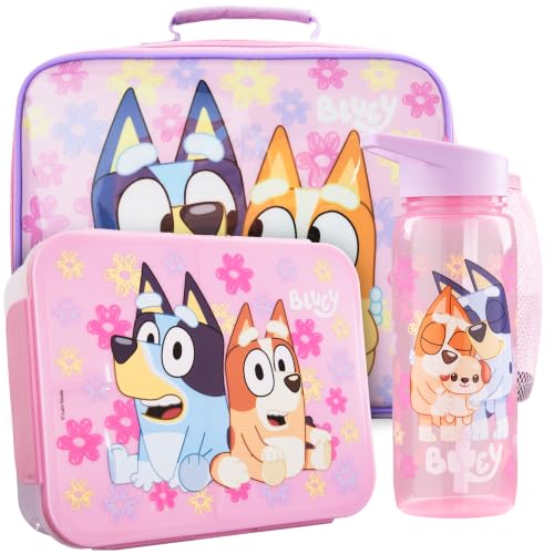 Bluey Girls Lunch Bag Set with Bento Box & Water Bottle - Pink/Multi, 3 Piece