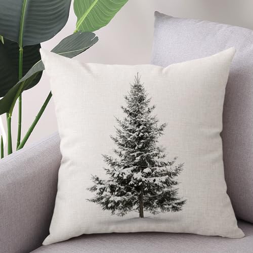 Coeufuedy Christmas Pillow Covers - 18x18 Inch Set of 4 Home Noel Truck Tree Holiday Cushion Covers Farmhouse Christmas Decoration for Sofa Couch Living Room