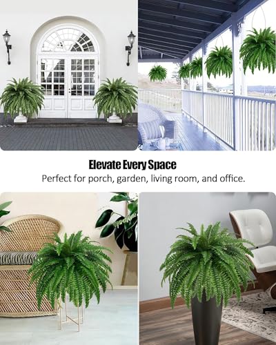Large Artificial Boston Fern Plant - 47 Inch Faux Bush with 88 Branches, Indoor & Outdoor Decor
