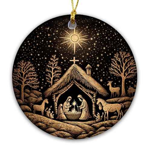 Nativity Christmas Ornaments 2024 | Nativity Mary, Josheph and Baby Jesus Ornaments, Religious Ornament , Nativity Scene Ornament (Scene christmas)