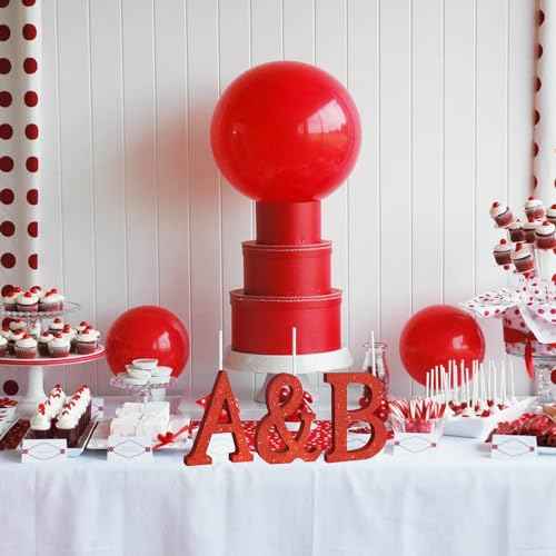 TONIFUL 8 Inch Red Glitter Letter A Table Centerpiece A-Z Red Birthday Party Decorations,Red Alphabet A for Birthday,Chrismas,Graduation,Bridal Shower,Wedding,Anniversary Party Supplies