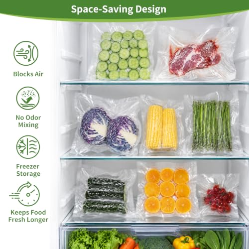 Gallon Vacuum Sealer Bags 11x16 Inch Food Storage Bags - 200 Count, Compatible with Clamp Sealer - Long-Term Freezer & Food Preservation