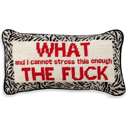 FURBISH Embroidered Decorative Throw Pillow 8x14 Inches Witty Home Accent