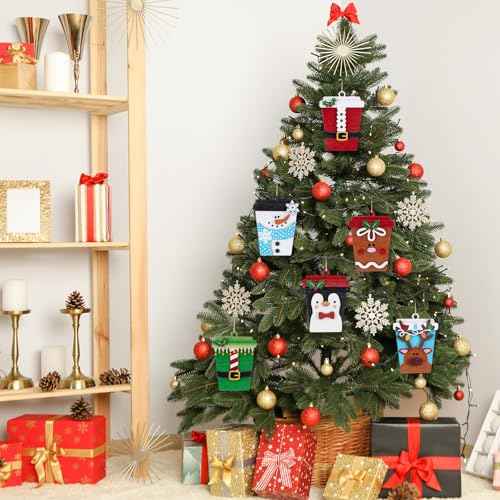 6 Pcs Christmas Card Holder Gift Wooden Snowman Santa Penguin Money and Gift Card Sleeves Christmas Cash Holders Ornament Xmas Decors for Home Tree Winter Holiday