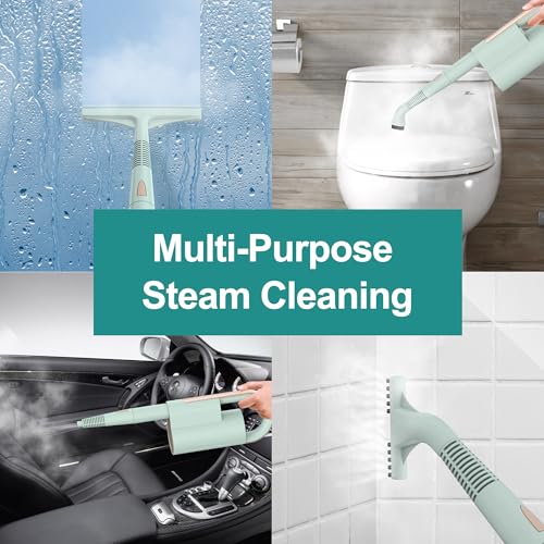 Steam Mop & Handheld Cleaner with 11 Brushes - Green, 1200W, Fast Heating
