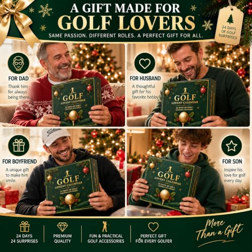 Golf Advent Calendar 2026 for Men – 24 Day Christmas Countdown with Golf Accessories