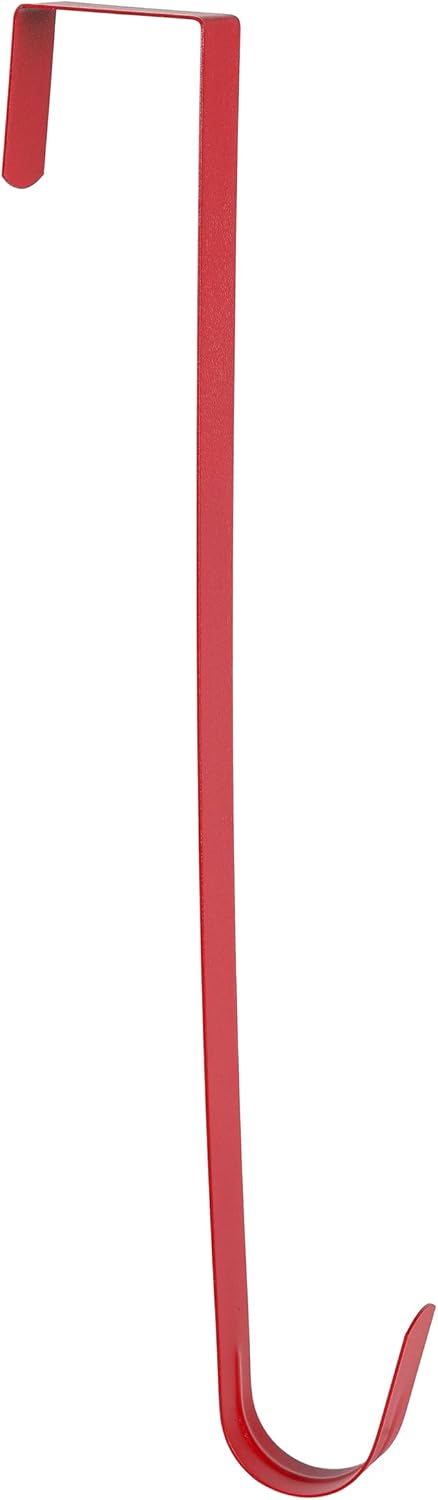 Sattiyrch 12" Wreath Hanger - Durable Steel Over The Door Hook for Front Door | Red Color