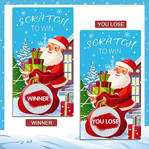 Christmas Scratch Off Cards Set - Party Game Raffle Tickets with Santa & Holiday Designs