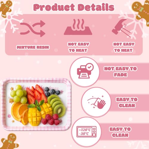 Christmas Serving Trays 3Pcs Pink Merry Christmas Reusable Melamine Platters - Holiday Party Decor