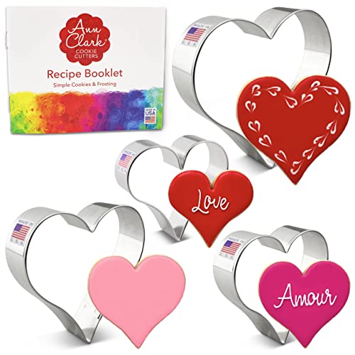 Ann Clark 4-Piece Heart Cookie Cutter Set - Made in USA, Heart Set