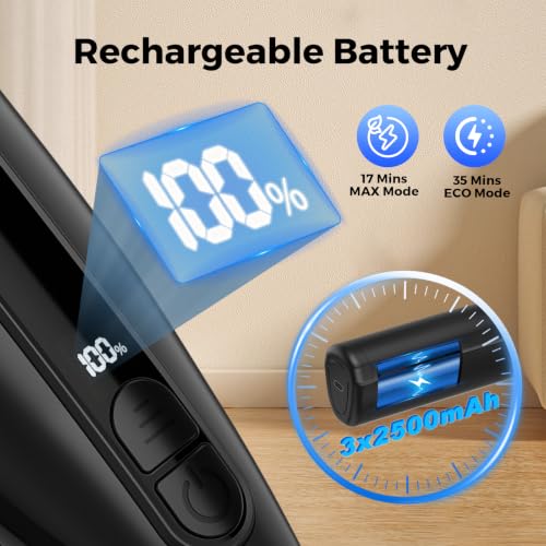NovoVekos Black Cordless Stick Vacuum Cleaner 30KPa Power, Rechargeable & Compact