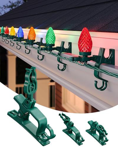 SURAIELEC 50 Pack Christmas Light Clips for C7/C9, Waterproof Gutter Clips