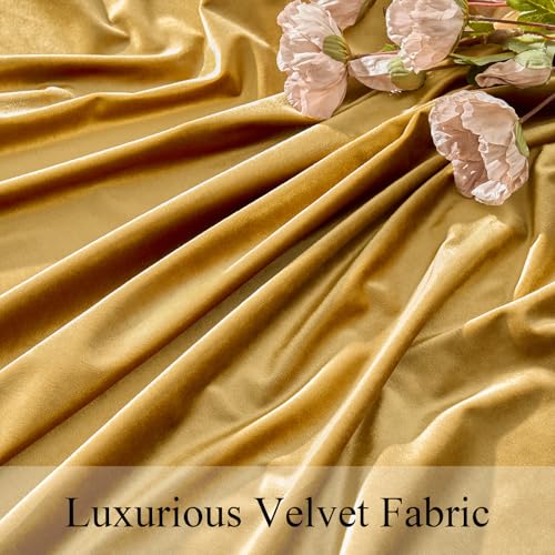 Christmas Gold Velvet Tablecloth 55 x 84 in Rectangle | 100% Polyester, Gold