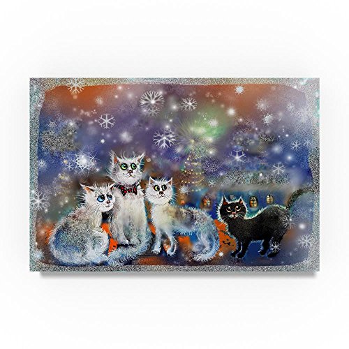 Christmas Cats Canvas Wall Art 22x32-Inch by RUNA - Gallery-Wrapped Decor