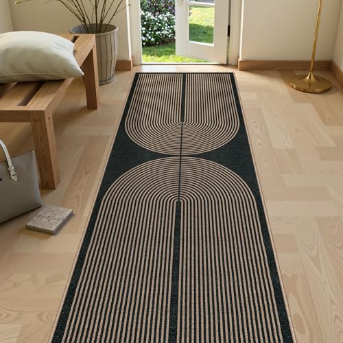 Lahome Enfys Modern Rainbow Kitchen Runner Rug, 2x8 Easy Jute Rug