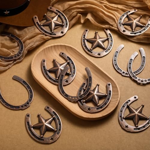 Metal Horseshoe Christmas Ornaments - Western Holiday Tree Decor (12 Pack)