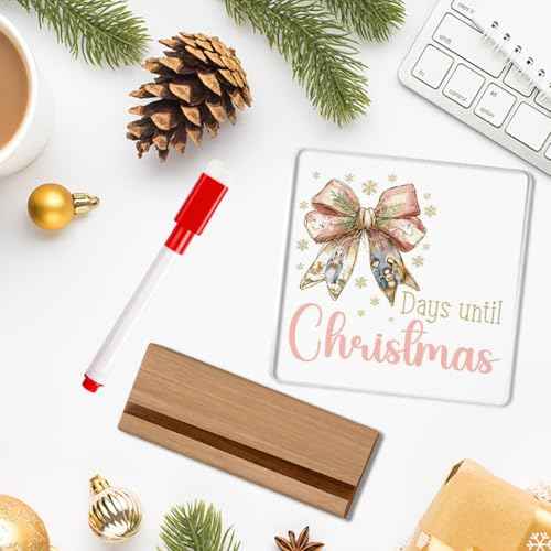 Funny Days Till Christmas Countdown Sign Christmas Countdown Calendar Acrylic Decor Xmas Vacation Sign Jesus Christian Coquette Bow 4 x 4 Inch