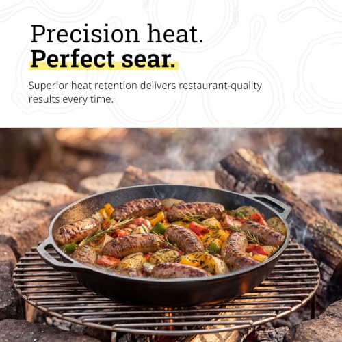 17-Inch Pre-Seasoned Cast Iron Skillet with Dual Loop Handles