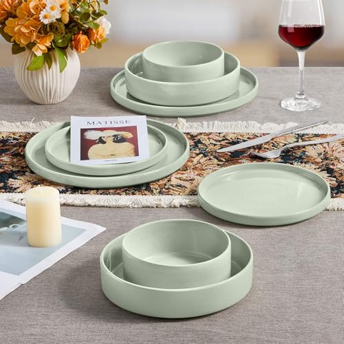Herogo Stoneware Dinner Plates Set of 6, 10.5" Ceramic Round Plate