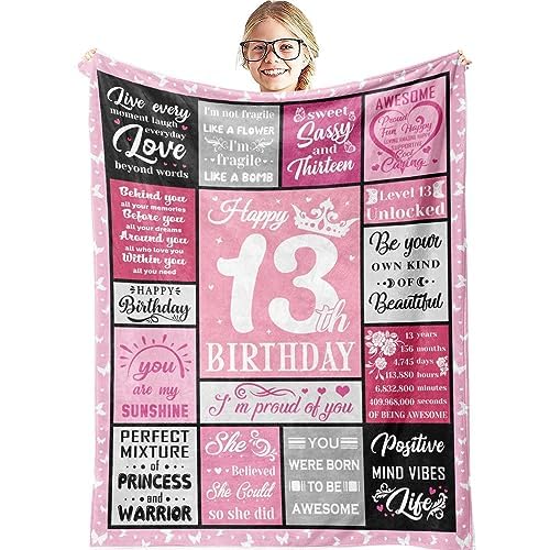 13th Birthday Gifts for Girls,13 Year Old Girl Birthday Gifts, Birthday Gift for 13 Year Old Girls, 13th Birthday Decorations for Girl Blanket 60"X50"