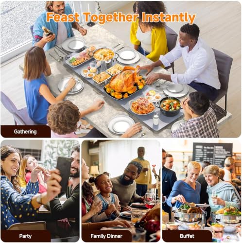 FEPPO Food Warming Mat - Grey, Extra-Long 42x12 Inches, Rapid Heating