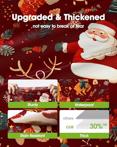 Pureegg Disposable Plastic Table Cloth 8 Pack 54 x 108 Inches Christmas Red Rectangle