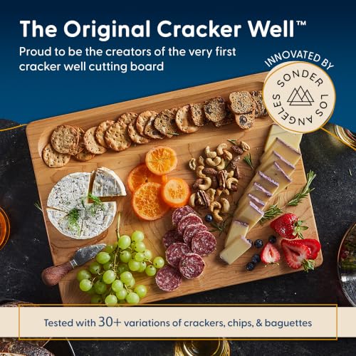 Sonder Los Angeles Winsome Maple Edge Grain Cutting Board 17x13in with Cracker Well