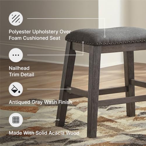 Gray Counter Height Stools Set of 2 - Backless Dining Bar Stools