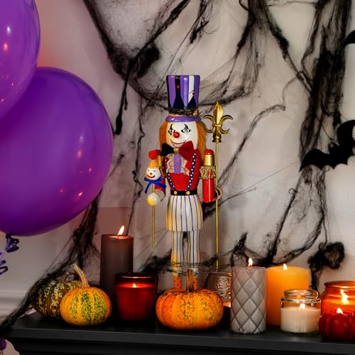 KI Store 15-Inch Double-Sided Nutcracker Soldier & Halloween Clown Decor