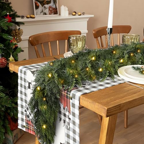 6FT Christmas Garland with Lights - Real Touch Cedar, 2 Pack