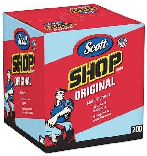Bulk Blue Shop Towels 2 Boxes of 200 Sheets - Heavy Duty Absorbent Cleaning Cloths - Dispenser Friendly, Industrial Use