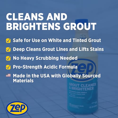 Zep Grout Cleaner & Brightener - Deep Stain Removal, 32 oz Pack of 4