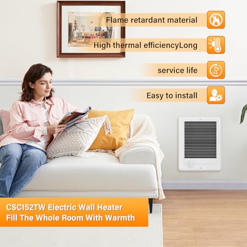 Leafinnerin CSC152TW Deep White Electric Wall Heater 1500W 240V Thermostat