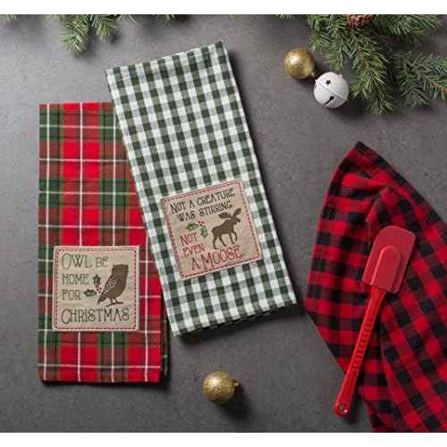 DII Holiday Kitchen Towels Embroidered Dish Towel Set, 18x28, Cabin Christmas, 3 Piece
