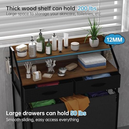 Laundry Sorter with 3 Sections and 2 Drawers - 2 Tier Rolling Organizer
